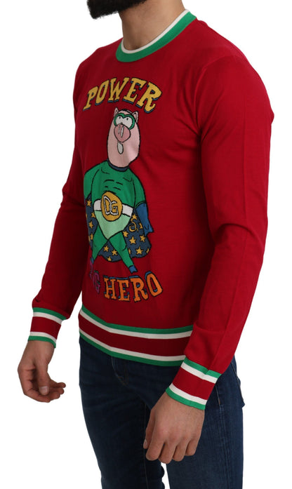 Pull Dolce & Gabbana en laine et soie rouge Cochon de l'année