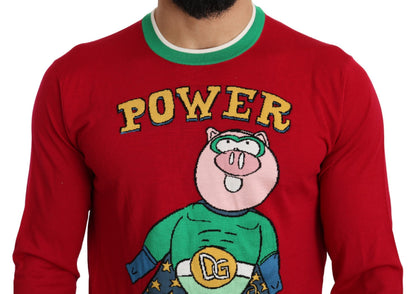 Pull Dolce & Gabbana en laine et soie rouge Cochon de l'année