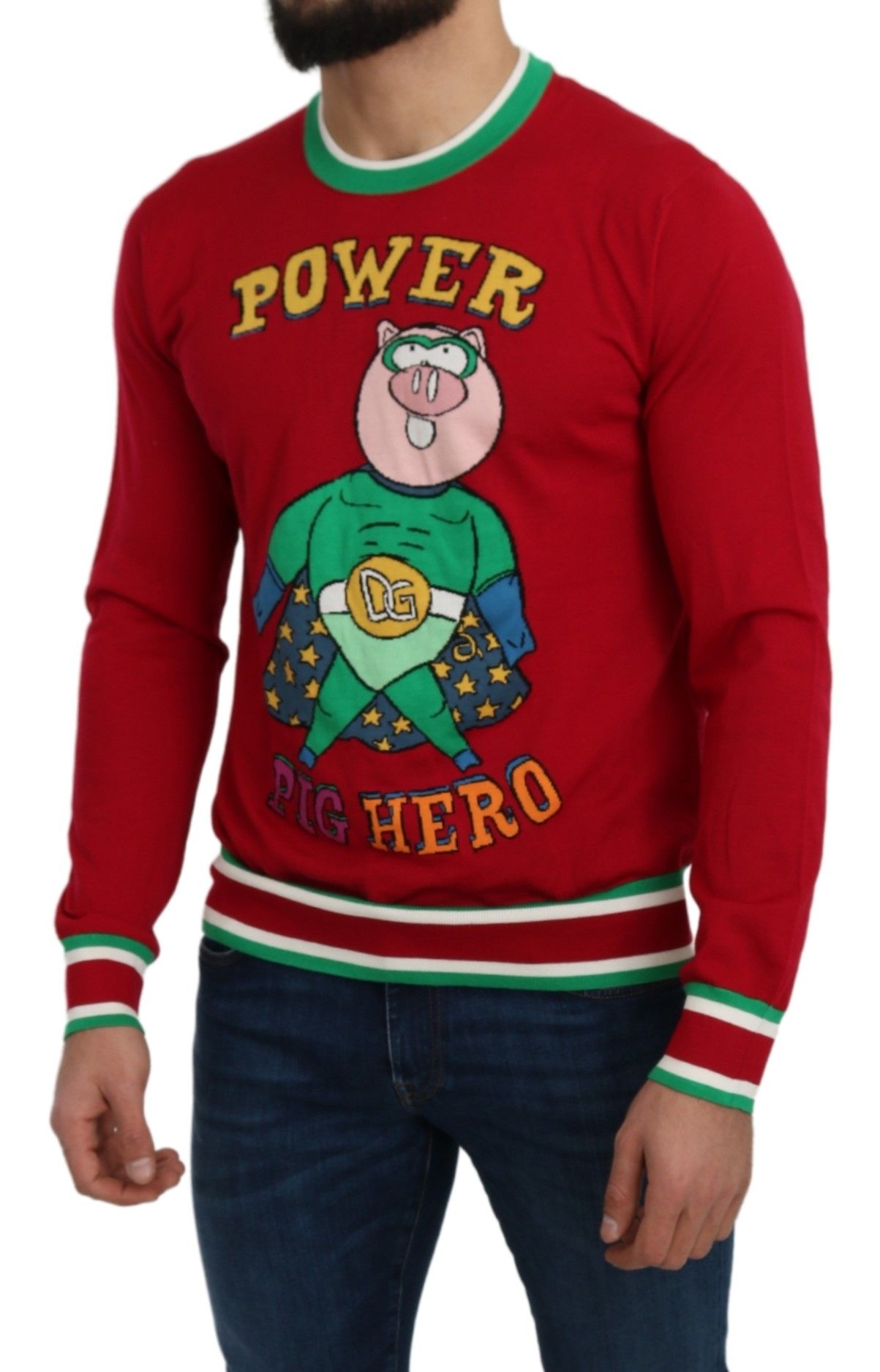 Pull Dolce & Gabbana en laine et soie rouge Cochon de l'année