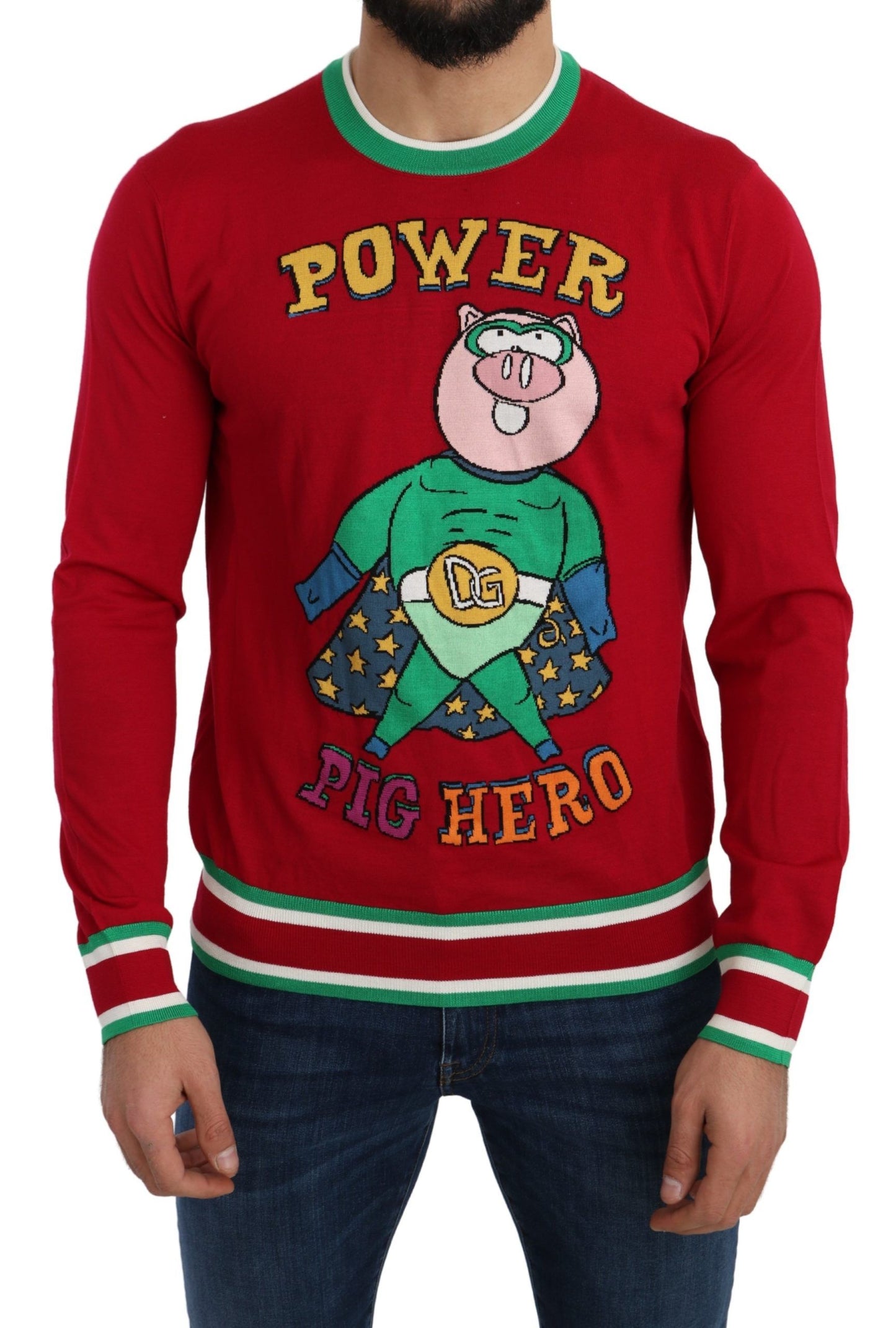 Pull Dolce & Gabbana en laine et soie rouge Cochon de l'année