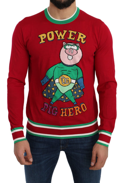 Pull Dolce & Gabbana en laine et soie rouge Cochon de l'année