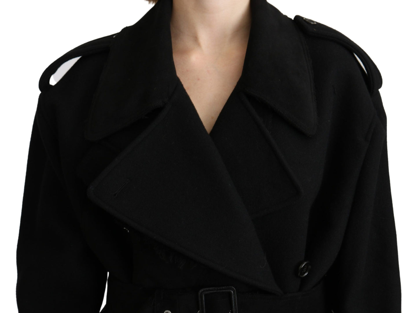 Dolce & Gabbana Americana Trench de Lana Virgen Negra