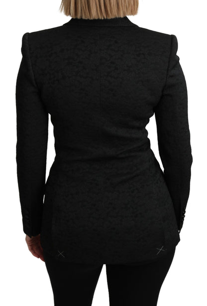 Veste de blazer droite Dolce & Gabbana en brocart noir