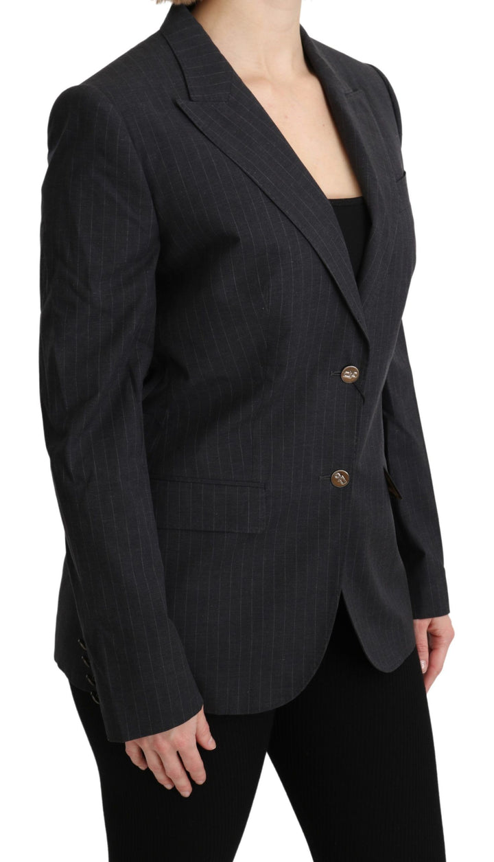 Chaqueta blazer de algodón gris con un solo botón Dolce & Gabbana