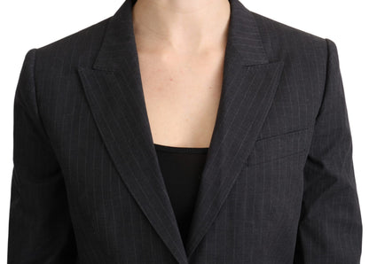 Veste blazer Dolce & Gabbana grise en coton à boutonnage simple
