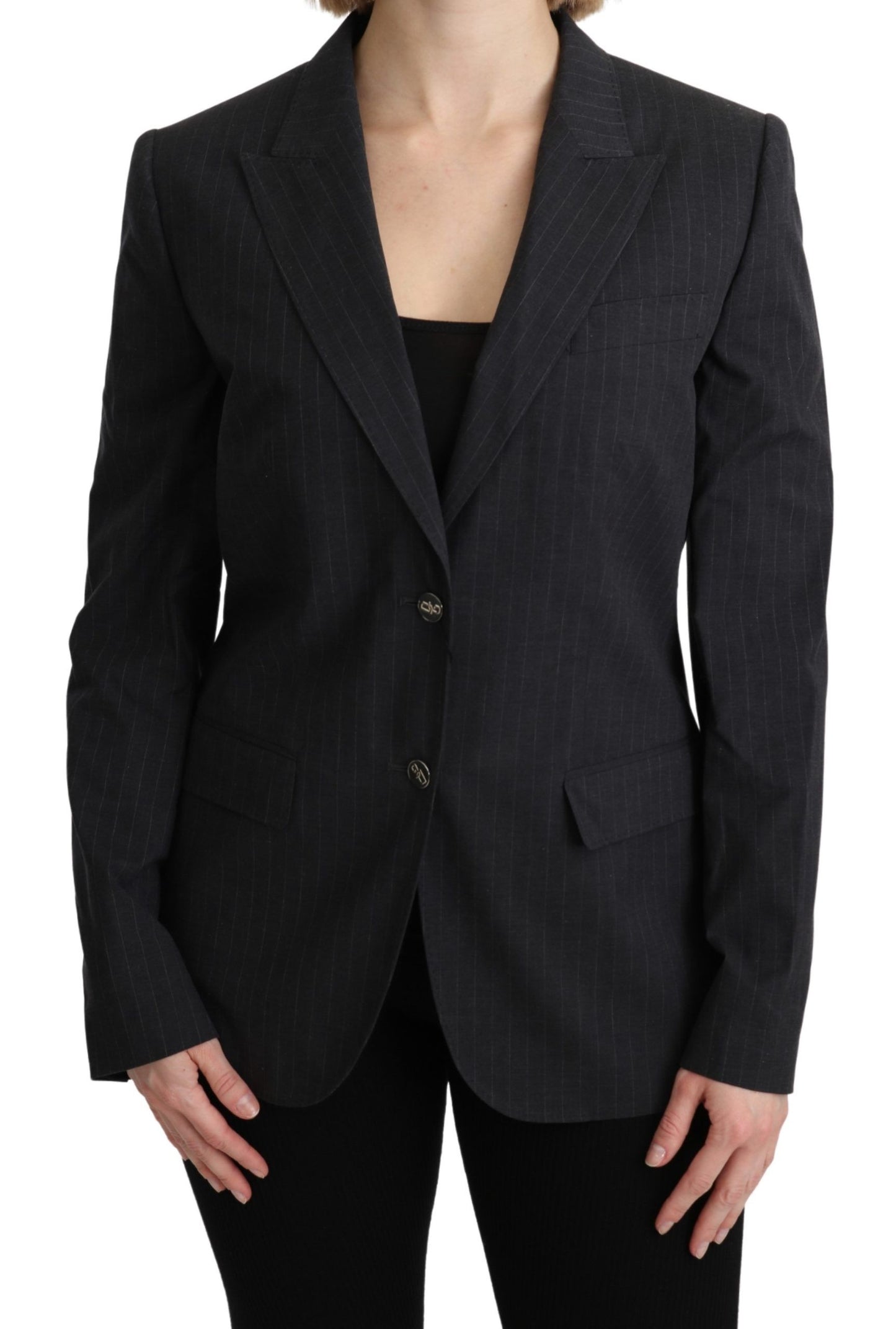 Veste blazer Dolce & Gabbana grise en coton à boutonnage simple