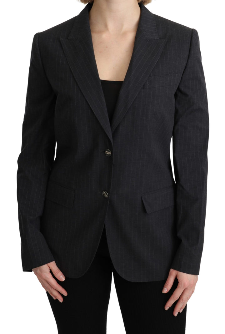 Chaqueta blazer de algodón gris con un solo botón Dolce & Gabbana
