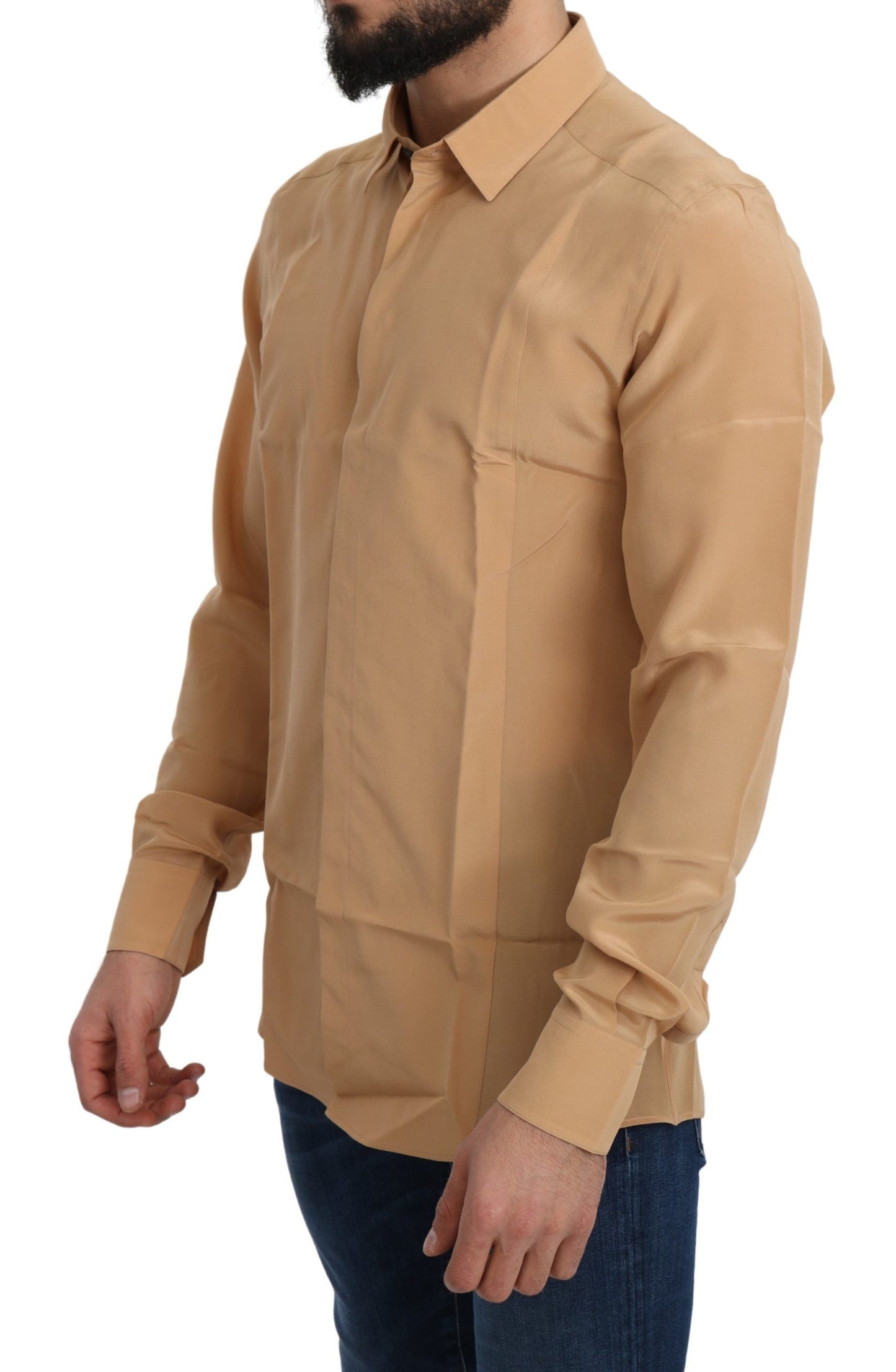 Top Dolce & Gabbana Jaune 100% Soie Chemise Slim Dorée