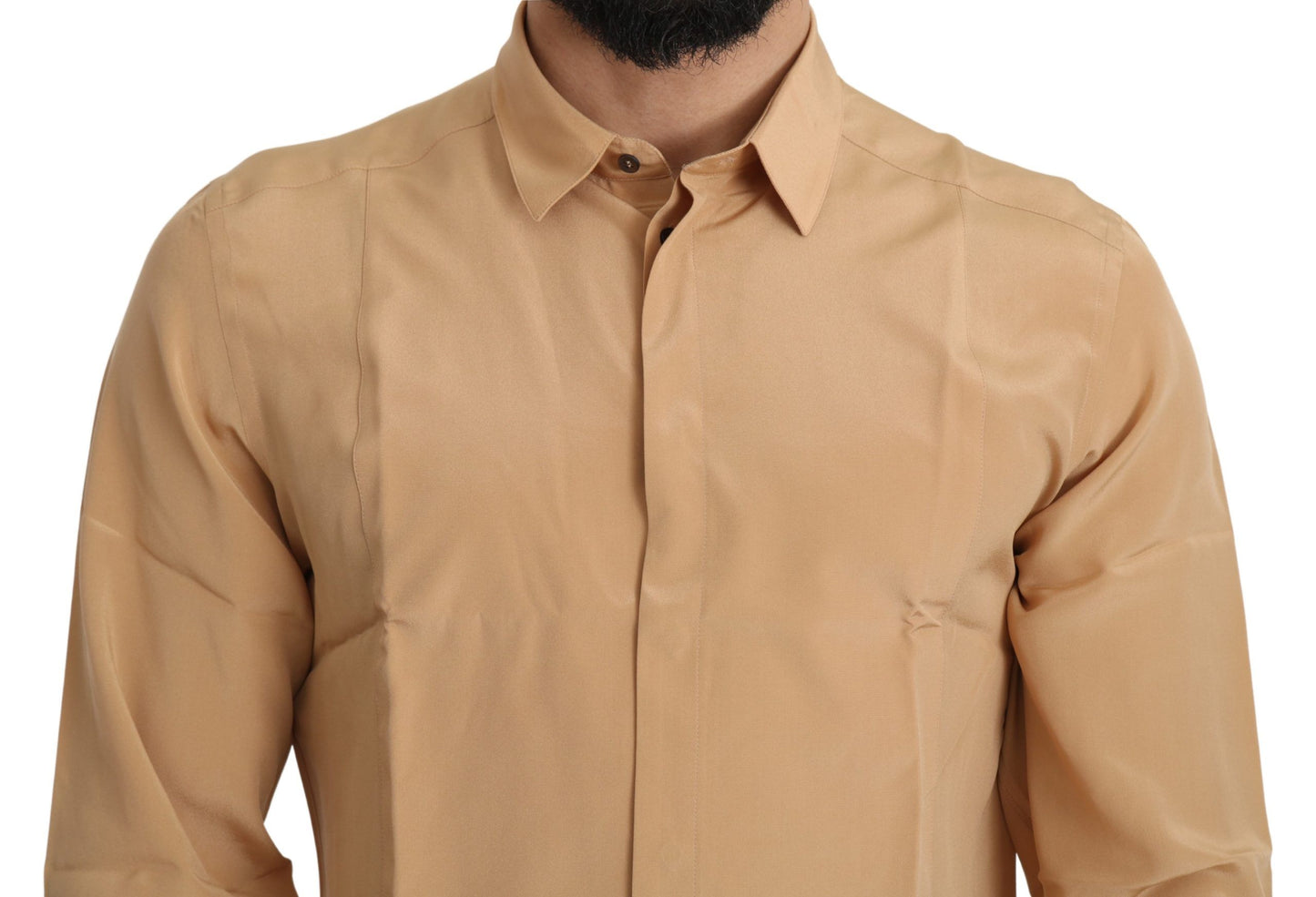 Top Dolce & Gabbana Jaune 100% Soie Chemise Slim Dorée