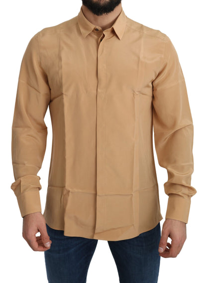 Top Dolce & Gabbana Jaune 100% Soie Chemise Slim Dorée