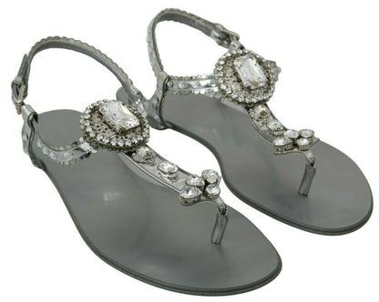 Chaussons tongs Dolce & Gabbana en argent et cristal