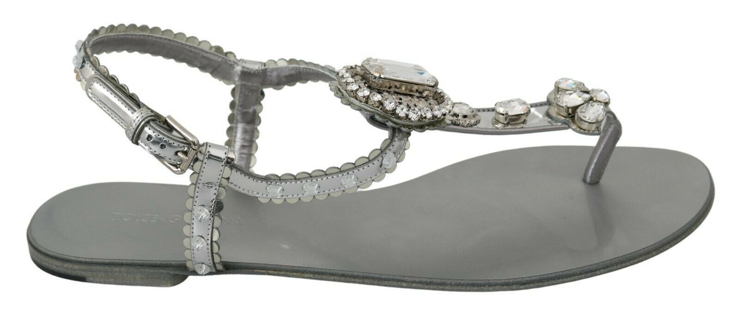 Chaussons tongs Dolce & Gabbana en argent et cristal
