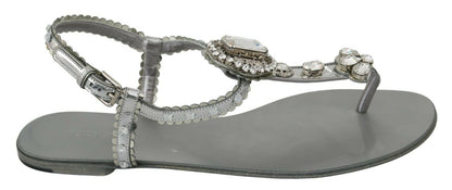 Chaussons tongs Dolce & Gabbana en argent et cristal