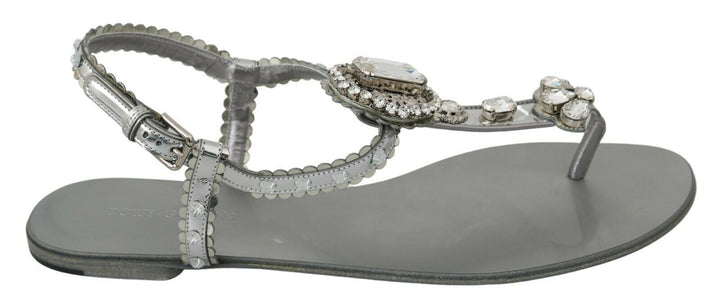 Sandalias/Chanclas de Plata con Cristales de Dolce & Gabbana