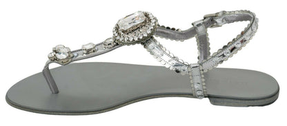 Chaussons tongs Dolce & Gabbana en argent et cristal
