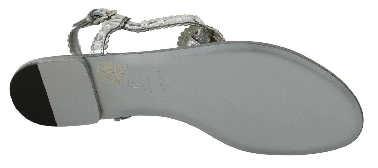 Chaussons tongs Dolce & Gabbana en argent et cristal