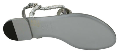 Chaussons tongs Dolce & Gabbana en argent et cristal