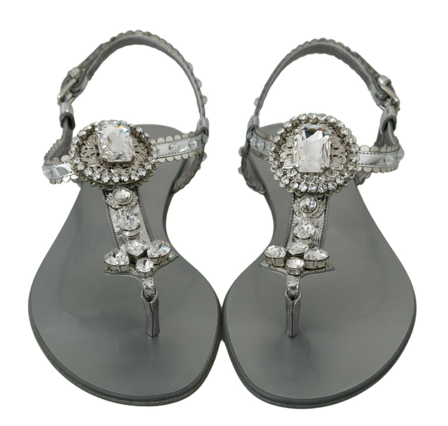 Chaussons tongs Dolce & Gabbana en argent et cristal