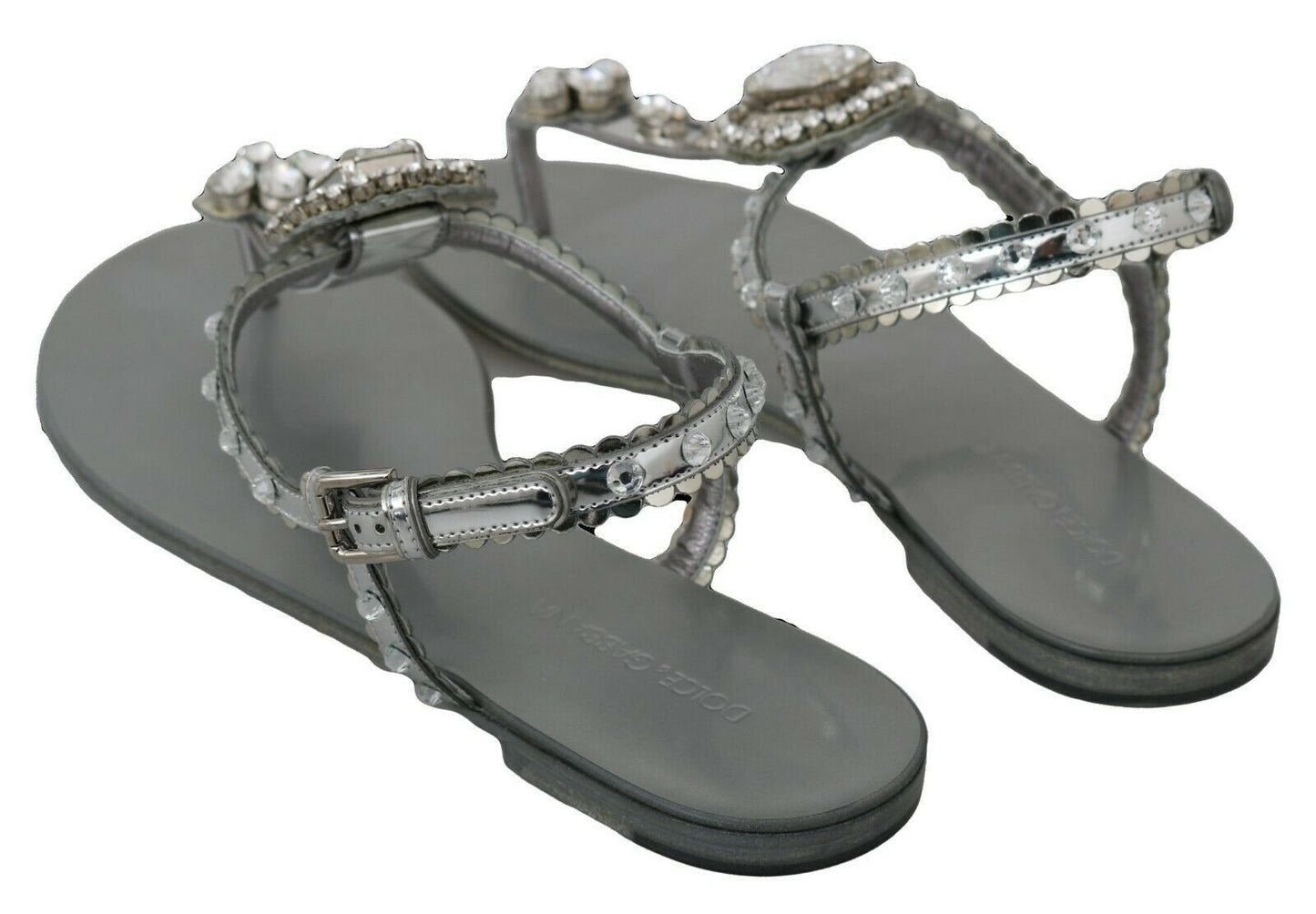 Chaussons tongs Dolce & Gabbana en argent et cristal