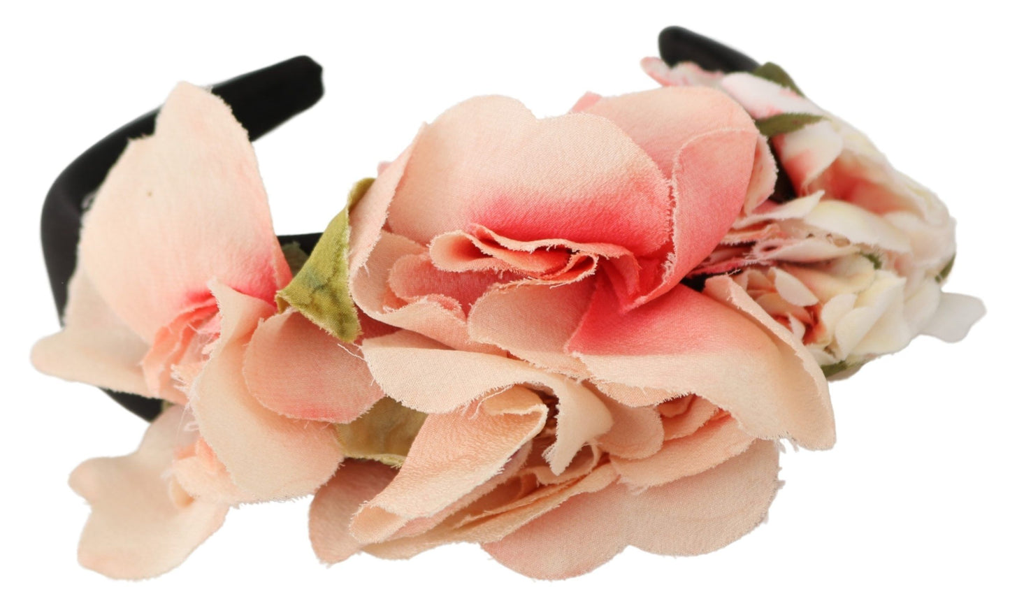 Serre-tête diadème Dolce & Gabbana en soie rose à motif floral noir avec logo