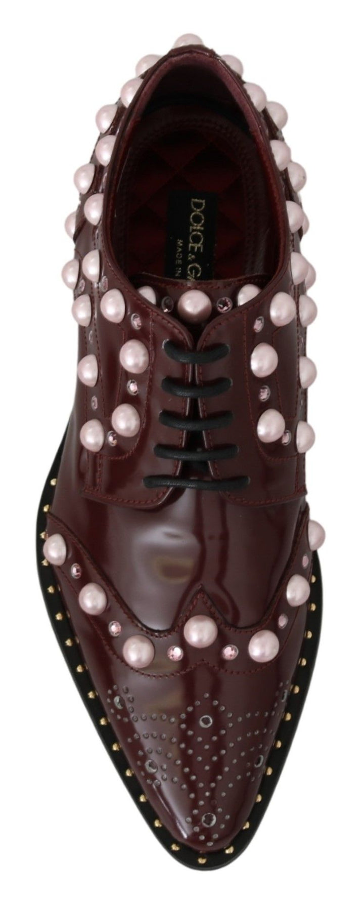 Zapatos de vestir Dolce & Gabbana de cuero burdeos con perlas de cristal