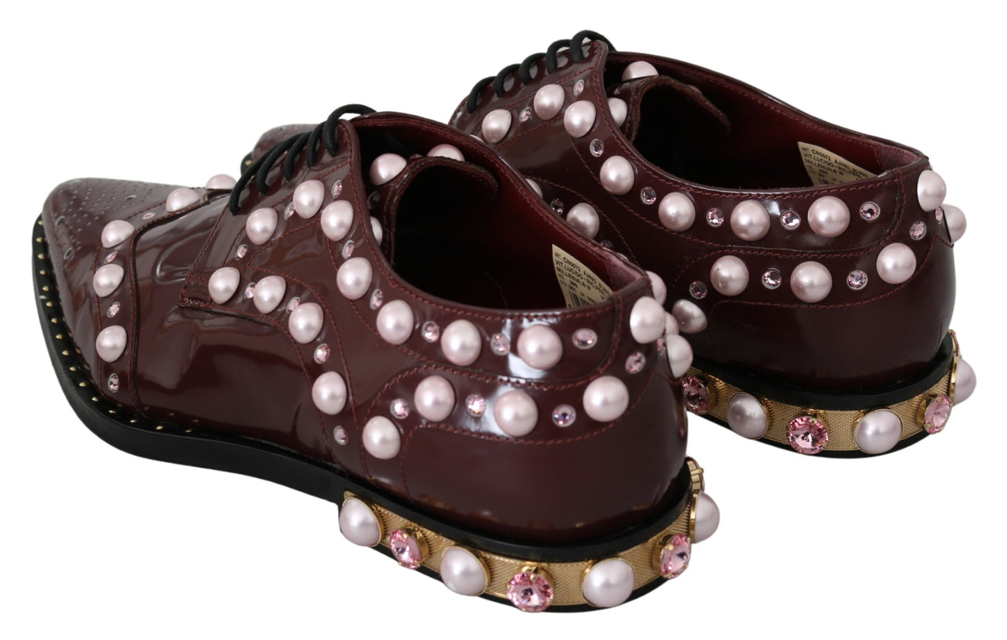 Zapatos de vestir Dolce & Gabbana de cuero burdeos con perlas de cristal