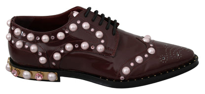 Zapatos de vestir Dolce & Gabbana de cuero burdeos con perlas de cristal