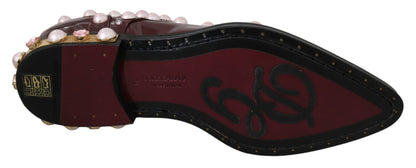 Zapatos de vestir Dolce & Gabbana de cuero burdeos con perlas de cristal