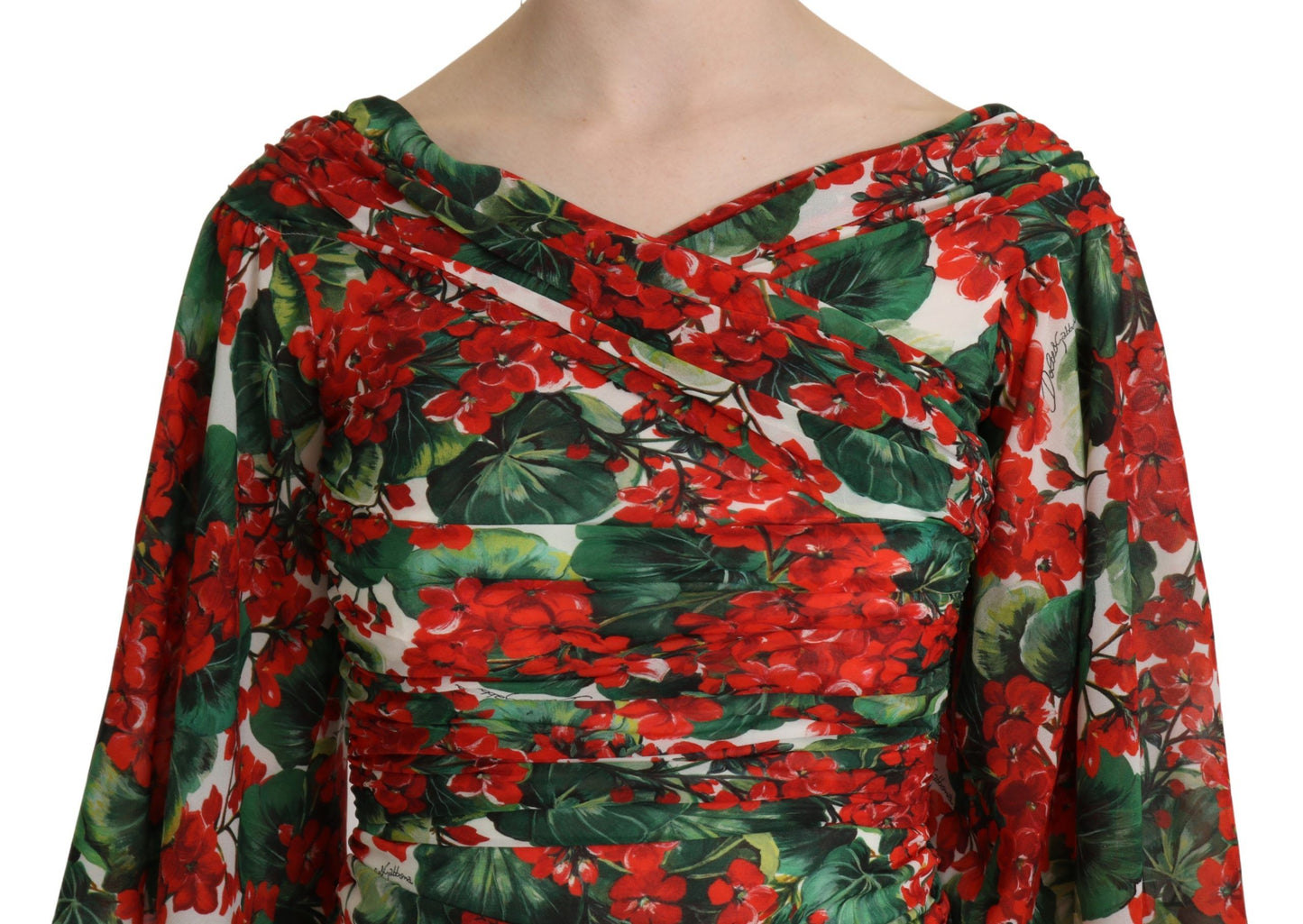 Robe fourreau Dolce & Gabbana rouge florale mi-longue en soie stretch