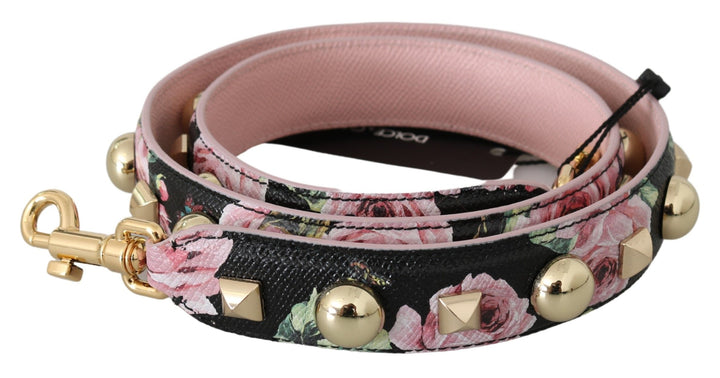 Correa de hombro de cuero floral rosa con tachuelas Dolce & Gabbana