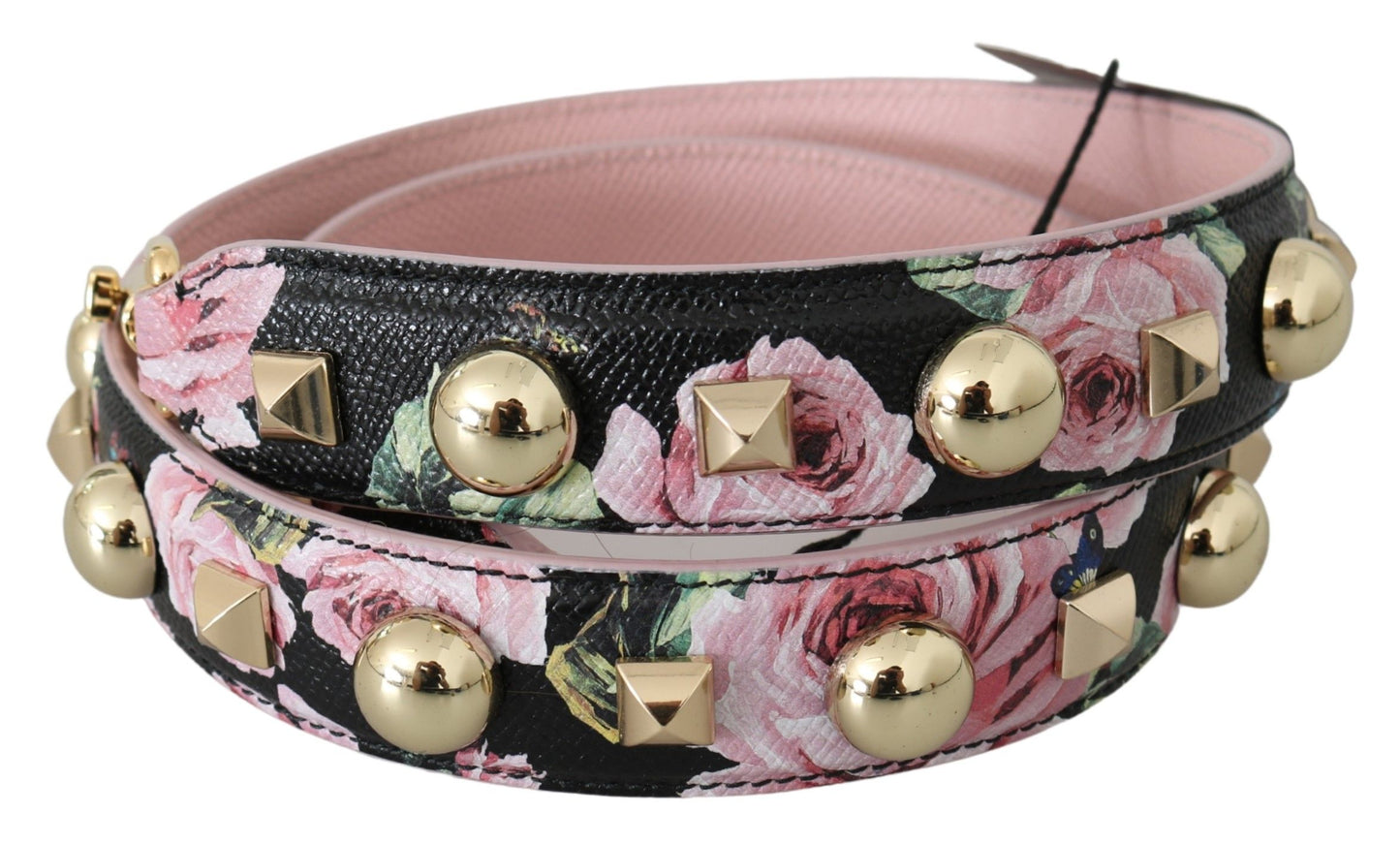 Bandoulière d'accessoire en cuir rose à fleurs cloutée Dolce & Gabbana