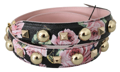 Bandoulière d'accessoire en cuir rose à fleurs cloutée Dolce & Gabbana