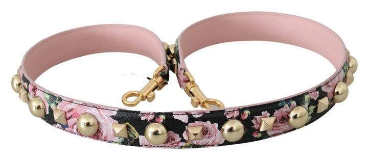 Correa de hombro de cuero floral rosa con tachuelas Dolce & Gabbana