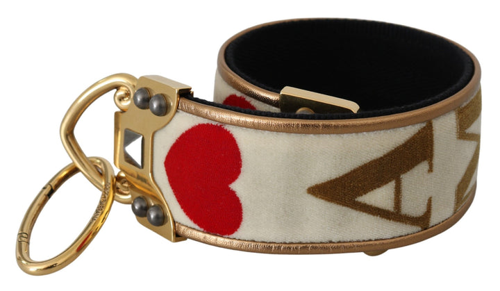Correa de hombro Dolce & Gabbana de oro blanco, textil y cuero AMORE