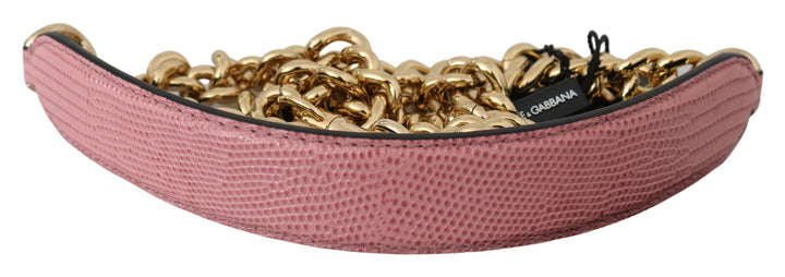 Dolce & Gabbana Bandolera con cadena dorada y accesorio de piel rosa