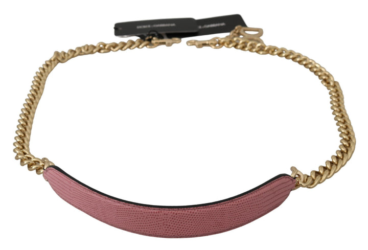 Dolce & Gabbana Bandolera con cadena dorada y accesorio de piel rosa