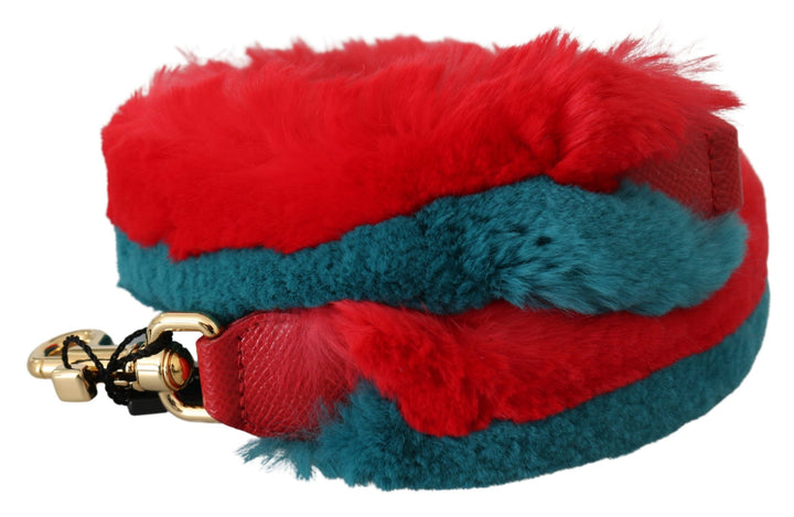 Dolce & Gabbana Bandolera de Piel y Pelo de Conejo Rojo Azul