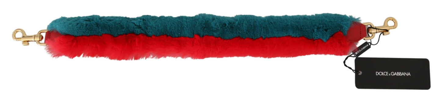 Bandoulière en cuir et fourrure de lapin rouge et bleue Dolce & Gabbana