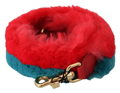 Bandoulière en cuir et fourrure de lapin rouge et bleue Dolce & Gabbana