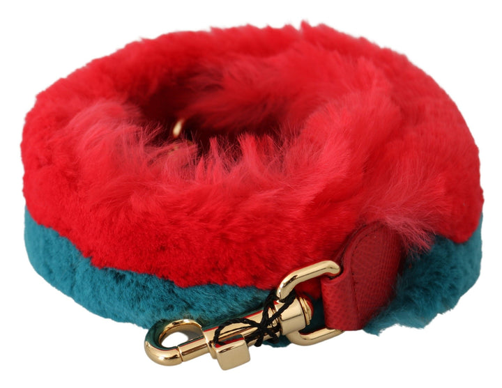 Dolce & Gabbana Bandolera de Piel y Pelo de Conejo Rojo Azul