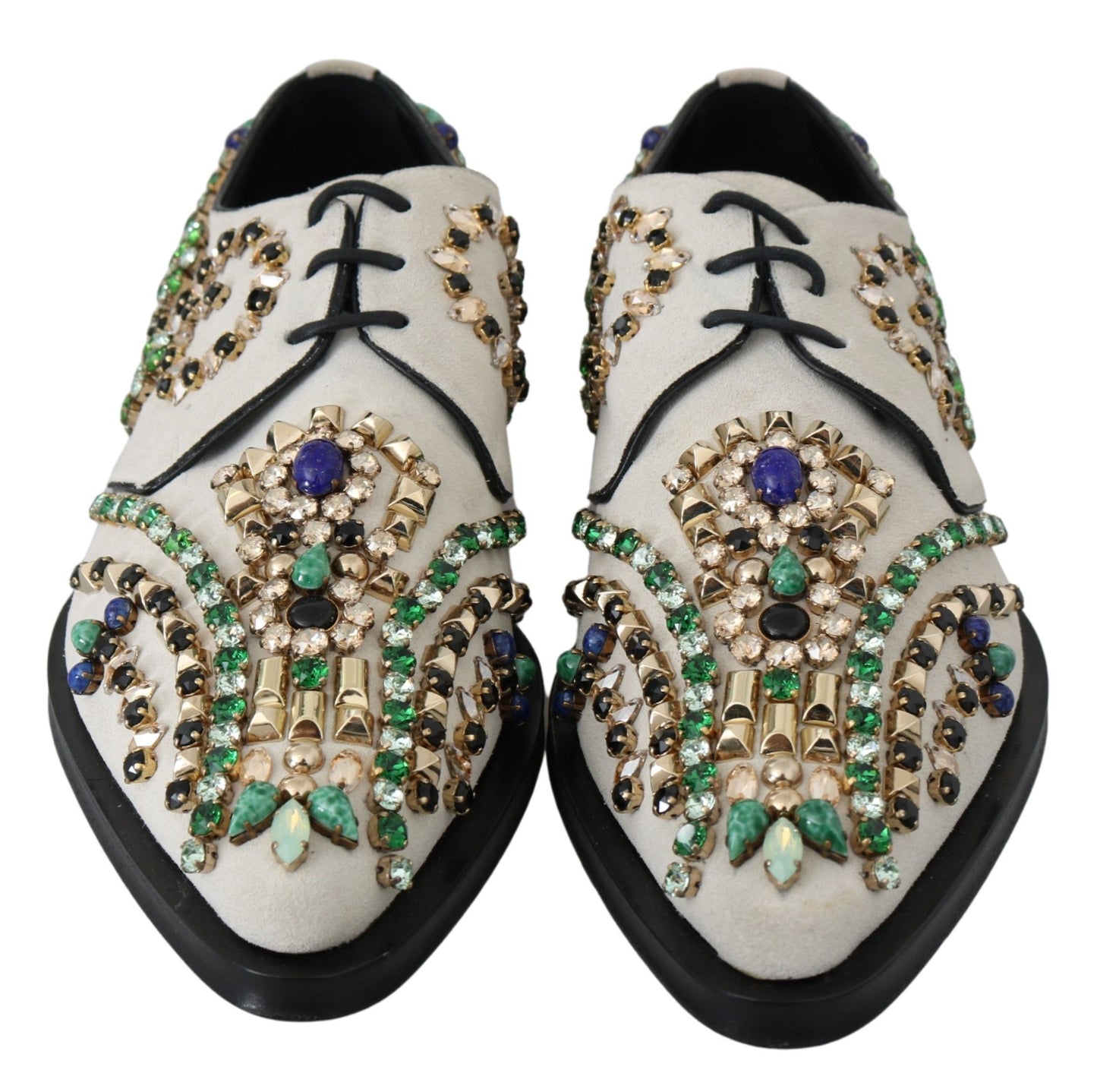 Chaussures brogues en daim blanc ornées de cristaux Dolce & Gabbana