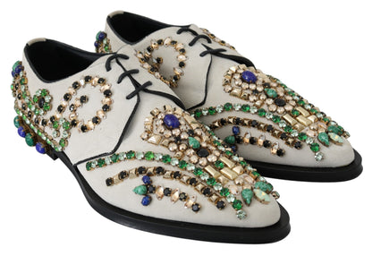 Chaussures brogues en daim blanc ornées de cristaux Dolce & Gabbana