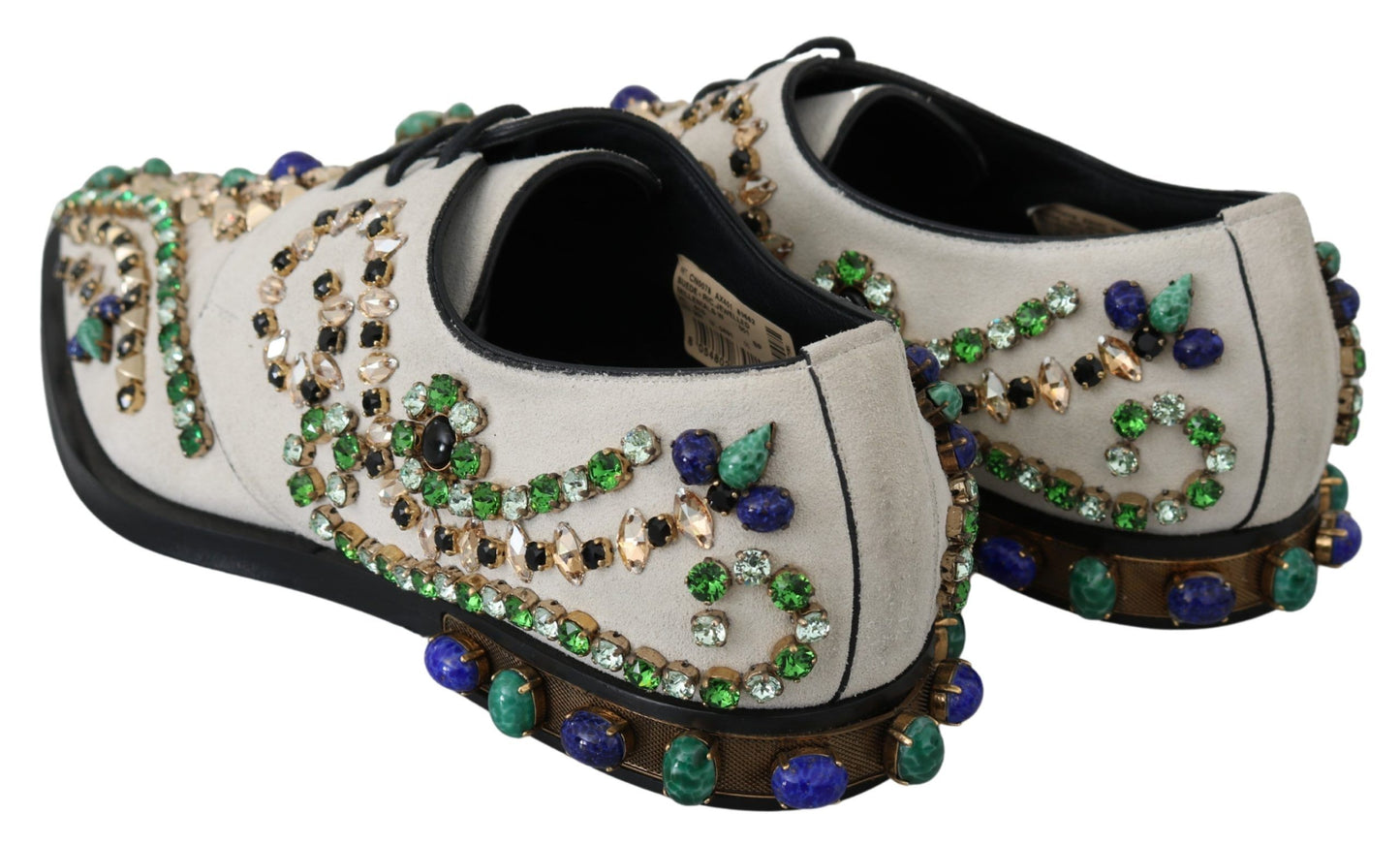 Chaussures brogues en daim blanc ornées de cristaux Dolce & Gabbana