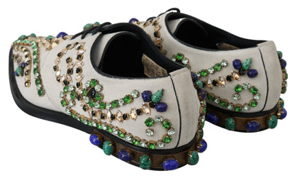Chaussures brogues en daim blanc ornées de cristaux Dolce & Gabbana