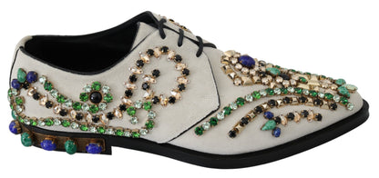 Chaussures brogues en daim blanc ornées de cristaux Dolce & Gabbana