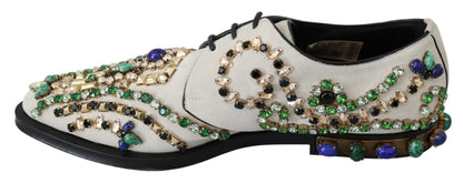 Chaussures brogues en daim blanc ornées de cristaux Dolce & Gabbana