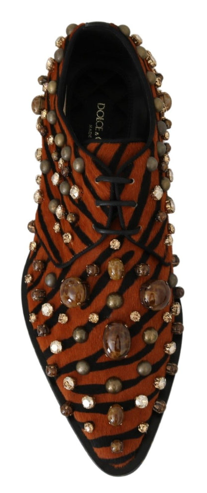 Chaussures brogues Dolce & Gabbana en crin de poney orange et cristaux