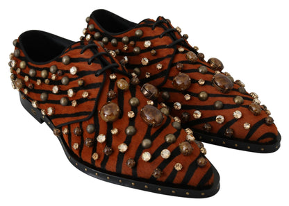 Chaussures brogues Dolce & Gabbana en crin de poney orange et cristaux