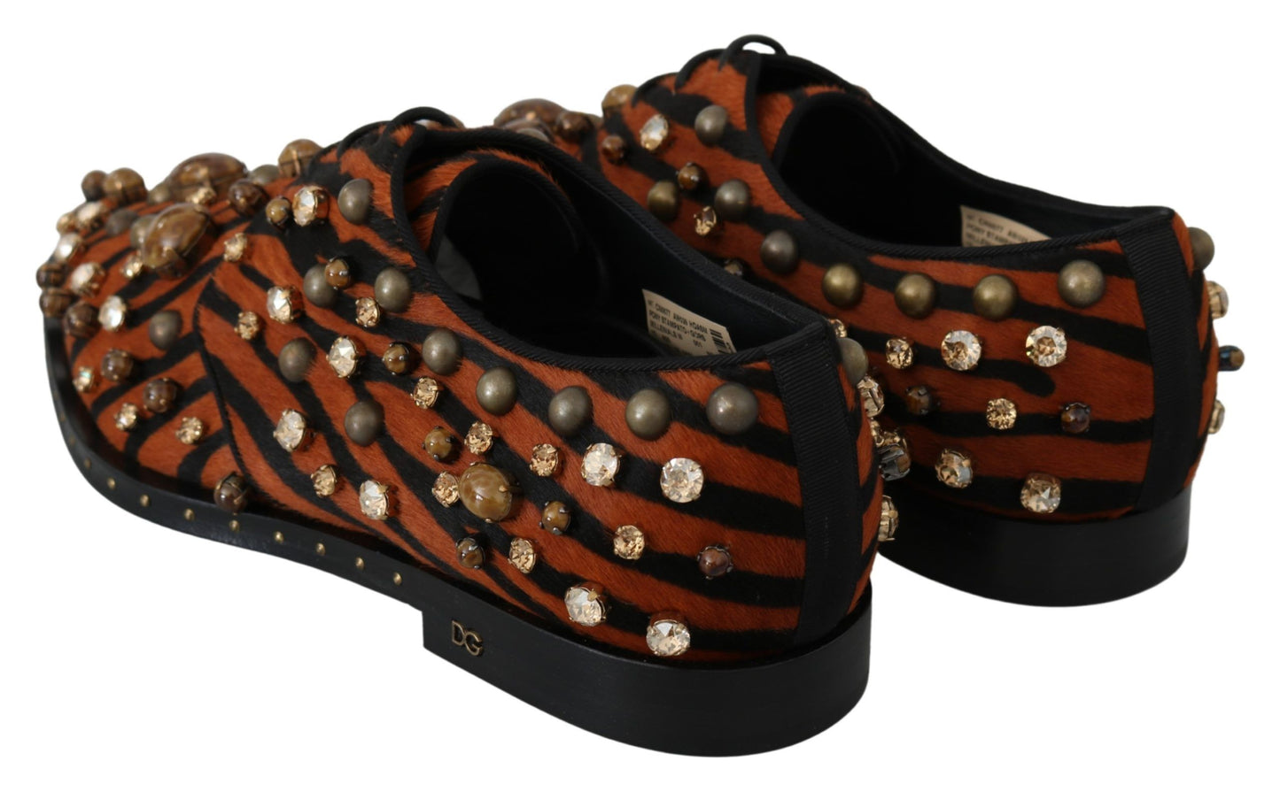 Chaussures brogues Dolce & Gabbana en crin de poney orange et cristaux