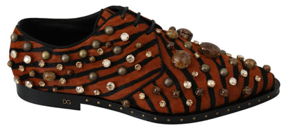 Chaussures brogues Dolce & Gabbana en crin de poney orange et cristaux